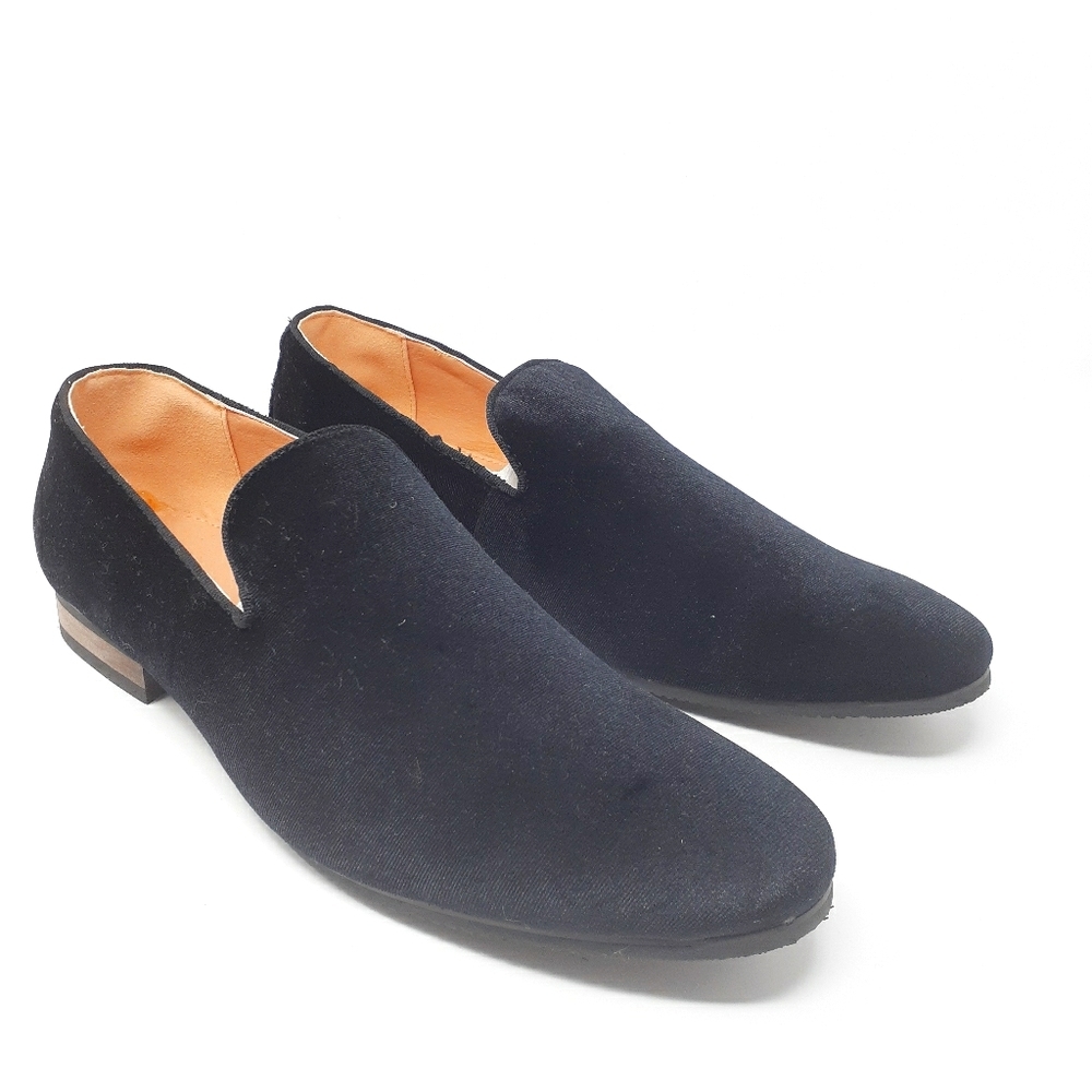 AZAR MAN Black Velvet Plain Slip on Loafers NEW